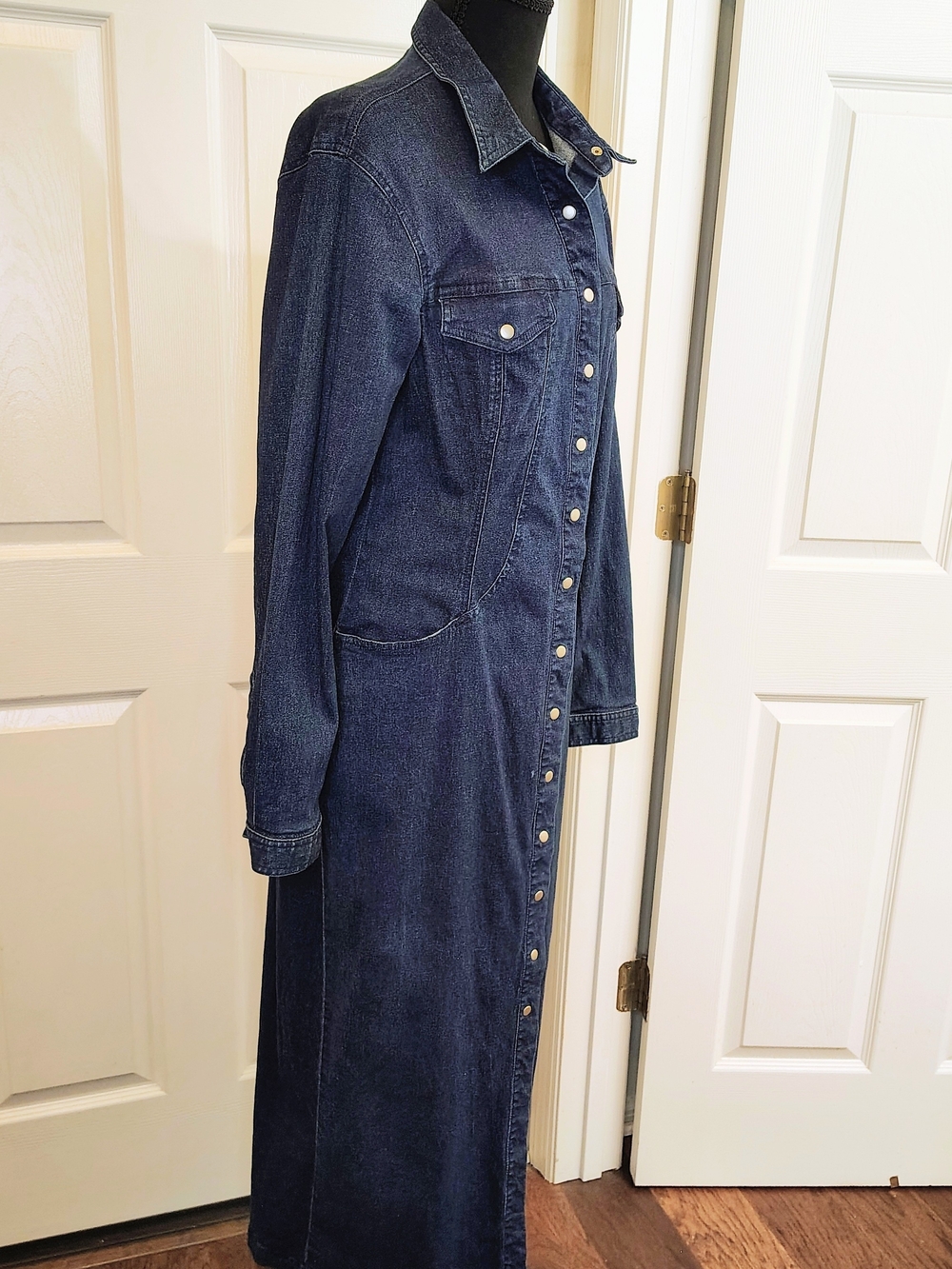Vintage Newport News Denim Maxi Dress Long Sleeve Mothers Day 90s Y2K Western 12 - Picture 4 of 12